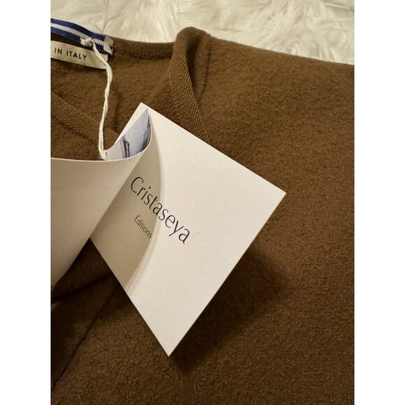 Cristaseya New Felted Wool Maxi Poncho Sweater Cape Knit Brown Medium - Picture 6 of 8